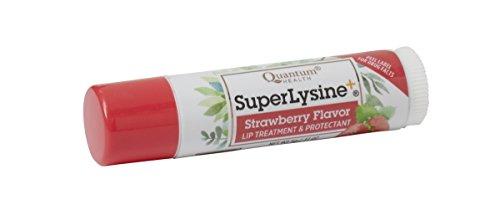 Quantum Quantum Health SuperLysine+ Lip Sunscreen Coldstick|Strawberry|Herbal Lip Balm|Soothes, Moisturizes, and Protects Lips from the Sun|SPF 21|0.17 Ounce Stick