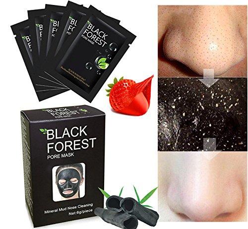Boolavard Black Forest Spa Black Mask, Black Head Remover Mask, Mineral Black Mud Nose Mask, Blackhead Anti Acne Pore Remover Peel Off Blackhead Mask Deep Cleansing (10pcs)