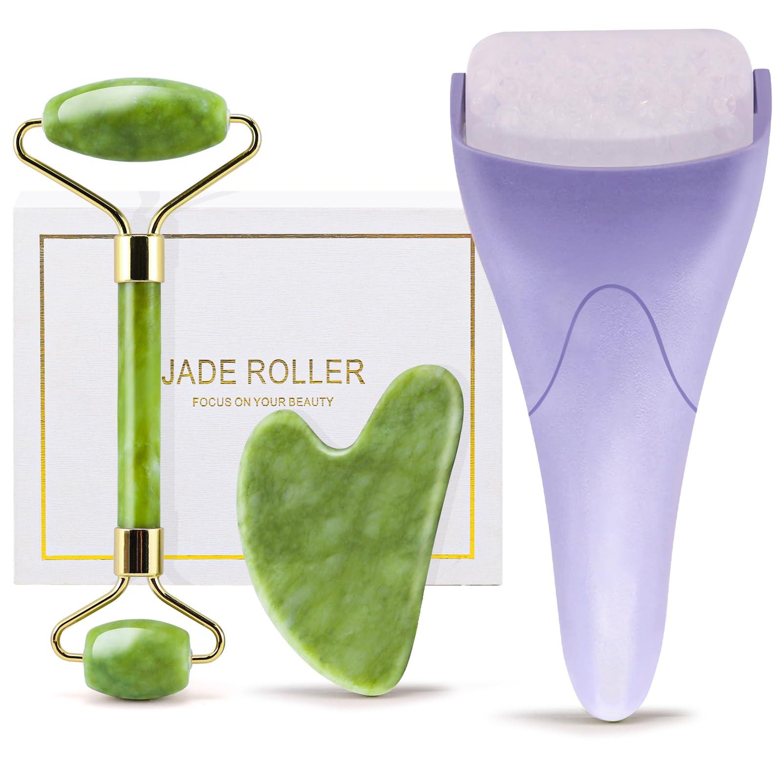 huefull huefull Jade Roller Set & Gua Sha Facial ToolsIce Face Roller for Face Skin Care GiftChristmas Gifts