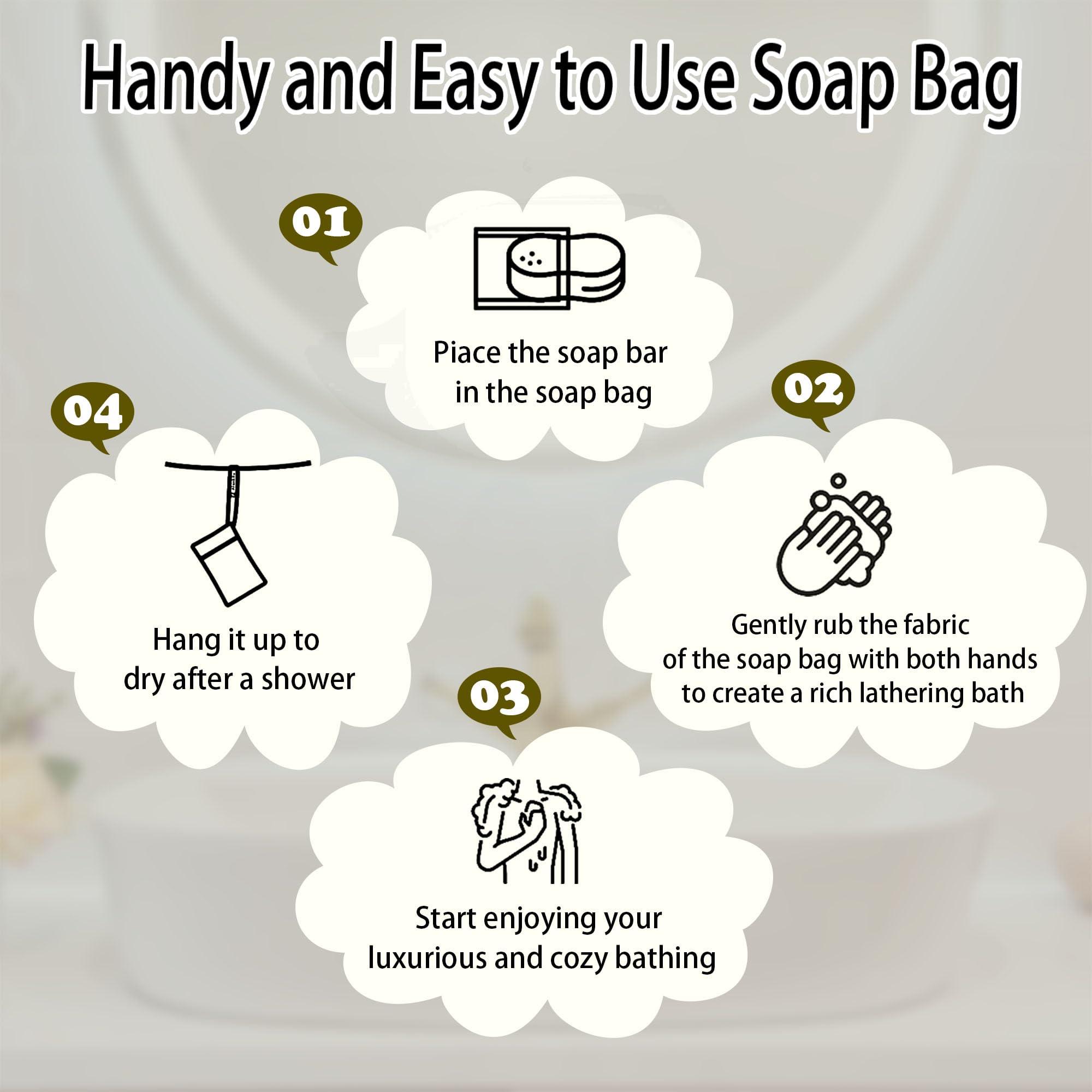 RGQHM RGQHM 5PCS Bar Soap Pouch for Shower, Natural Sisal Fiber Soap Savers for Bar Soap, Fast Foaming and Drying Mesh Soap Bag, Great Exfoliating Body Scrubber for Daily Use