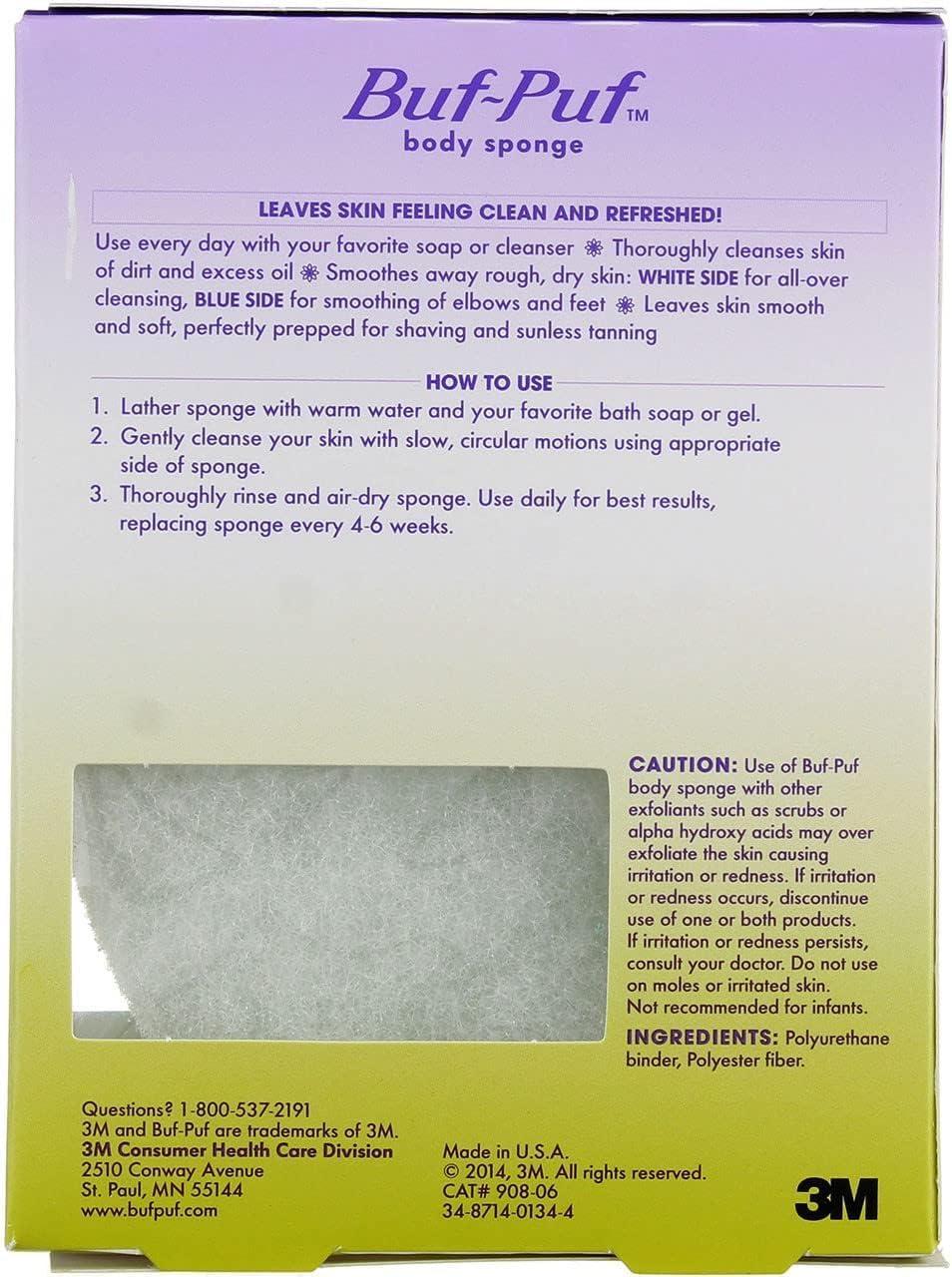 Buf-Puf Buf-Puf Body Sponge, Bath Sponge, Dermatologist Developed, Cleanses Skin of Dirt, and Excess Oil, Reusable, Exfoliating, 5 Count