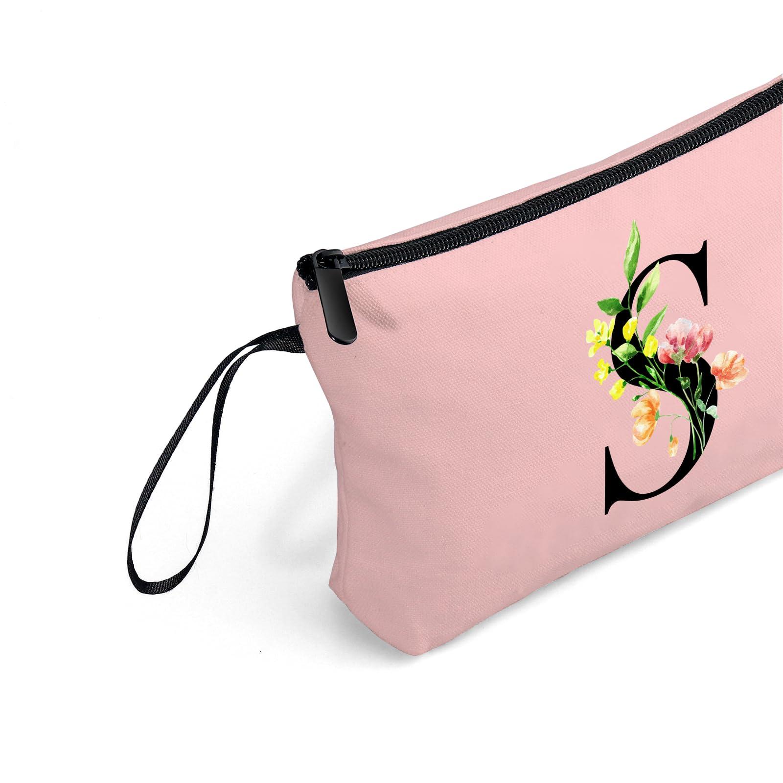 SEAMOON SEAMOON Gifts for Women Birthday Unique, Makeup Bag, Gifts for Mom Birthday, Bride to be Gifts,Bridal Shower Gift, Initial Gifts for Women,Cosmetic Bag with Mirror,Mother\'s Day Gifts,S