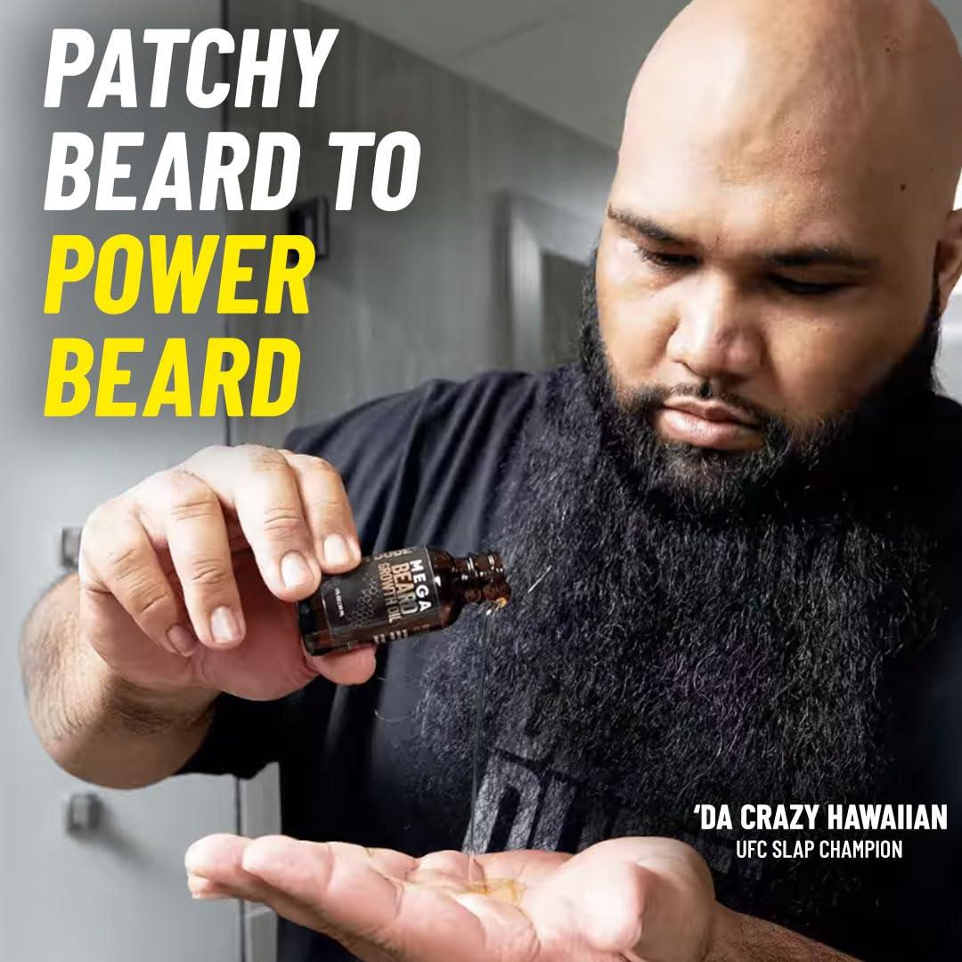 Derm Dude Derm Dude Mega Beard Growth Oil for Men | Formulated with Castor Oil & Jojoba Oil for Hair Growth | Promotes Thicker, Fuller Beard, Hydrates & Softens Facial Hair, Non-Greasy Grooming Treatment - 1 oz