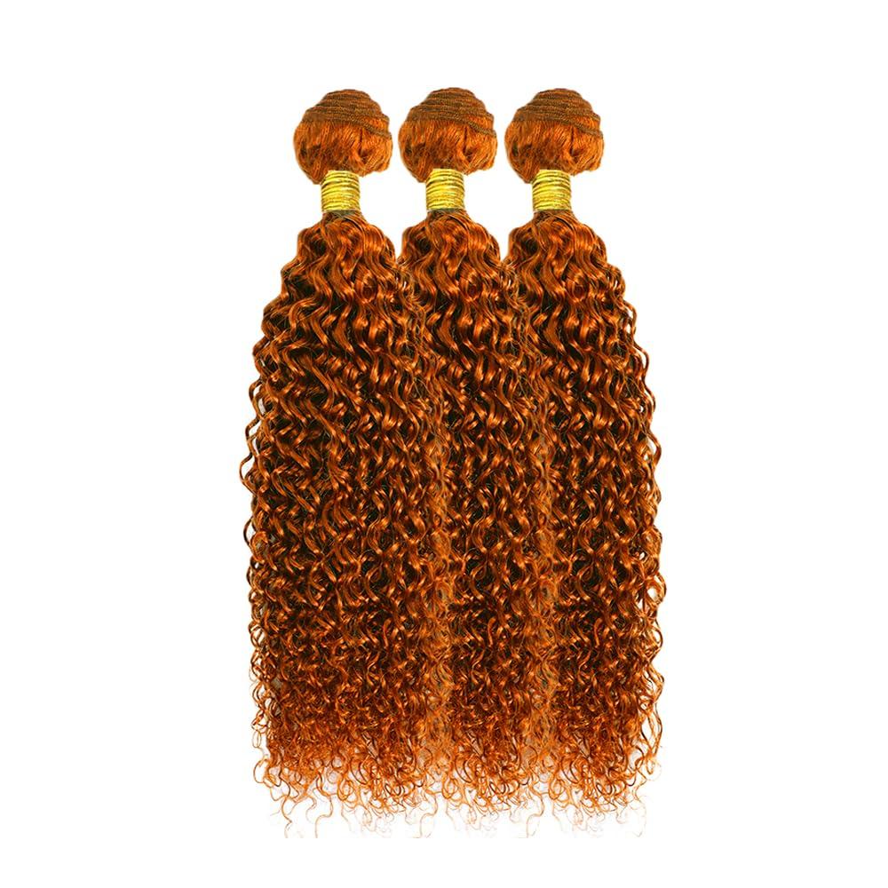 LadrXadr Ginger Bundles Human Hair 350 Deep Curly Bundles Burnt Orange Human Hair Bundles 20 22 24 Inch Mixed Length 3 Bundles Ginger Orange Curly Bundles