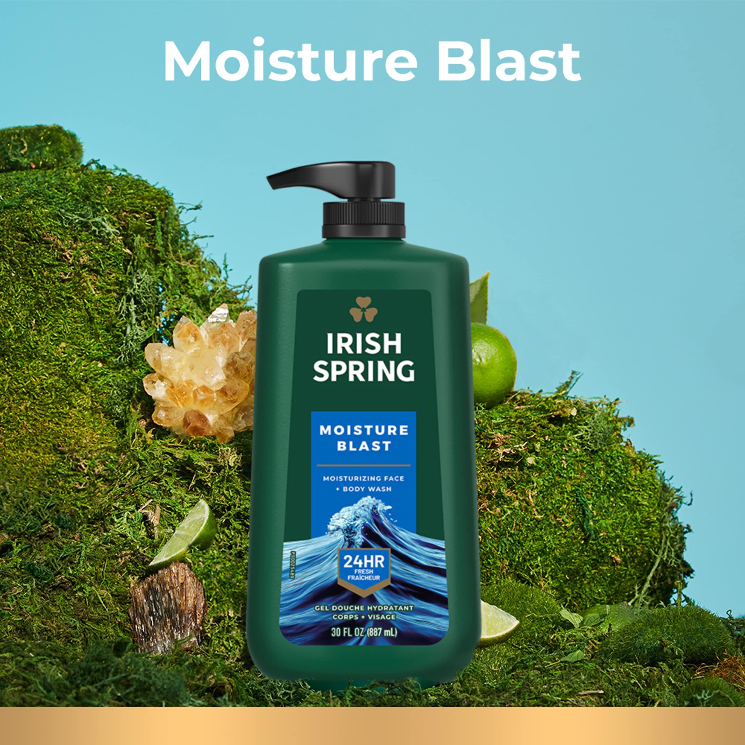 Irish Spring Irish Spring Moisture Blast Body Wash, 30 Oz Pump & 5 in 1 Body Wash for Men, Men\'s Body Wash, Smell Fresh and Clean for 24 Hours