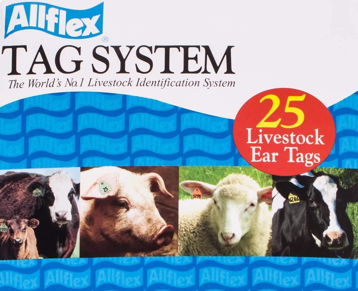 Birsppy Flexall Allflex Global Maxi Numbered Cattle Ear Tags Blue 26-50
