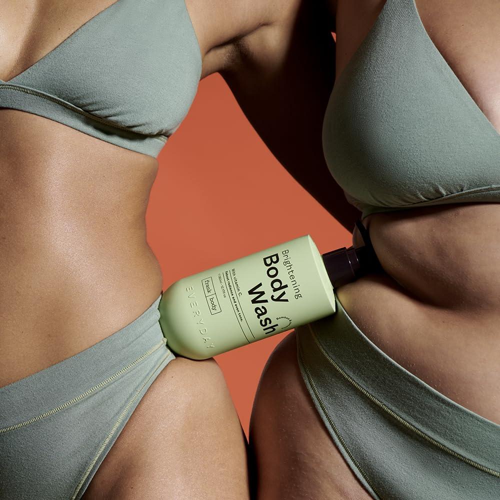 frank body frank body Brightening Body Wash | Vegan & Cruelty Free | Evens Tone & Brightens Complexion | Made with Vitamin B & C, Kakadu Plum and Pomegranate | Bamboo & Camellia Scent | (360 mL / 12.17 fl oz)