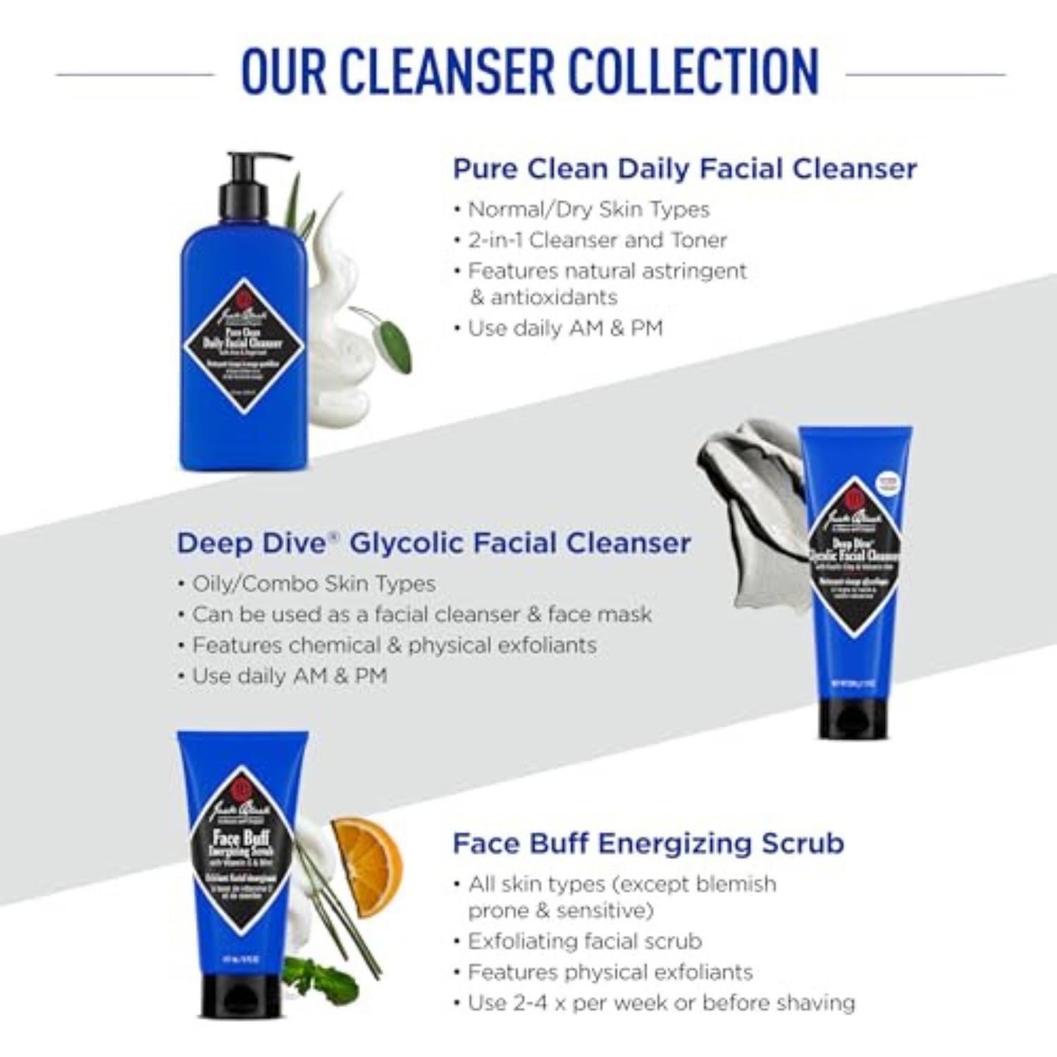 Jack Black Jack Black Pure Clean Daily Facial Cleanser for Men - Mens Face Wash, Jack Black Face Wash Men\'s, Face Wash for Men, Face Cleanser for Men, 2-in-1 Mens Facial Cleanser & Toner, Gifts for Men, 16 Fl Oz