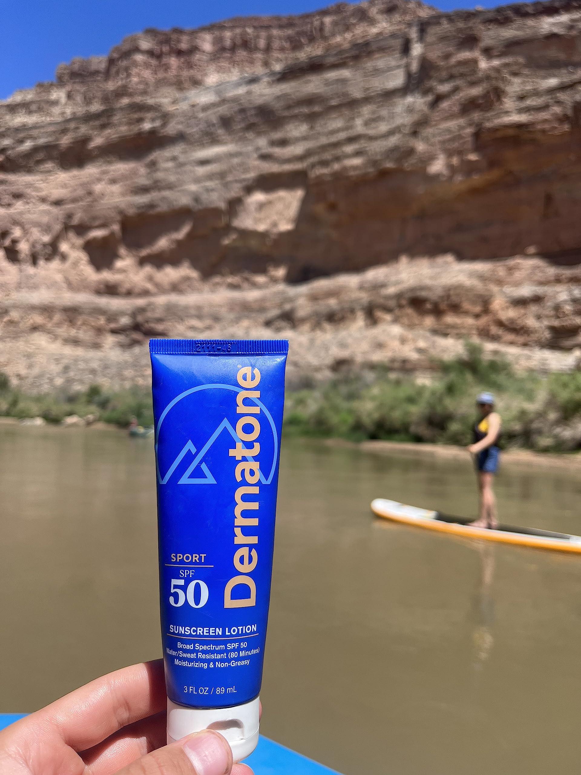 DERMATONE Dermatone Sport Sunscreen Lotion SPF 50 | Water Resistant (80 min), Oxybenzone and Octinoxate Free Sunscreen for Body and Face | Moisturizing Broad Spectrum UVA/UVB Protection SPF Lotion | 3oz