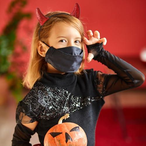 Teaaha Glitter Devil Horns Headband Red Halloween Devil Ears Headband Tiefling Horns Cosplay Costume Accessories for Women Men,Fancy Dress Cosplay and Demon Devil Themed Parties Hairband (Red)