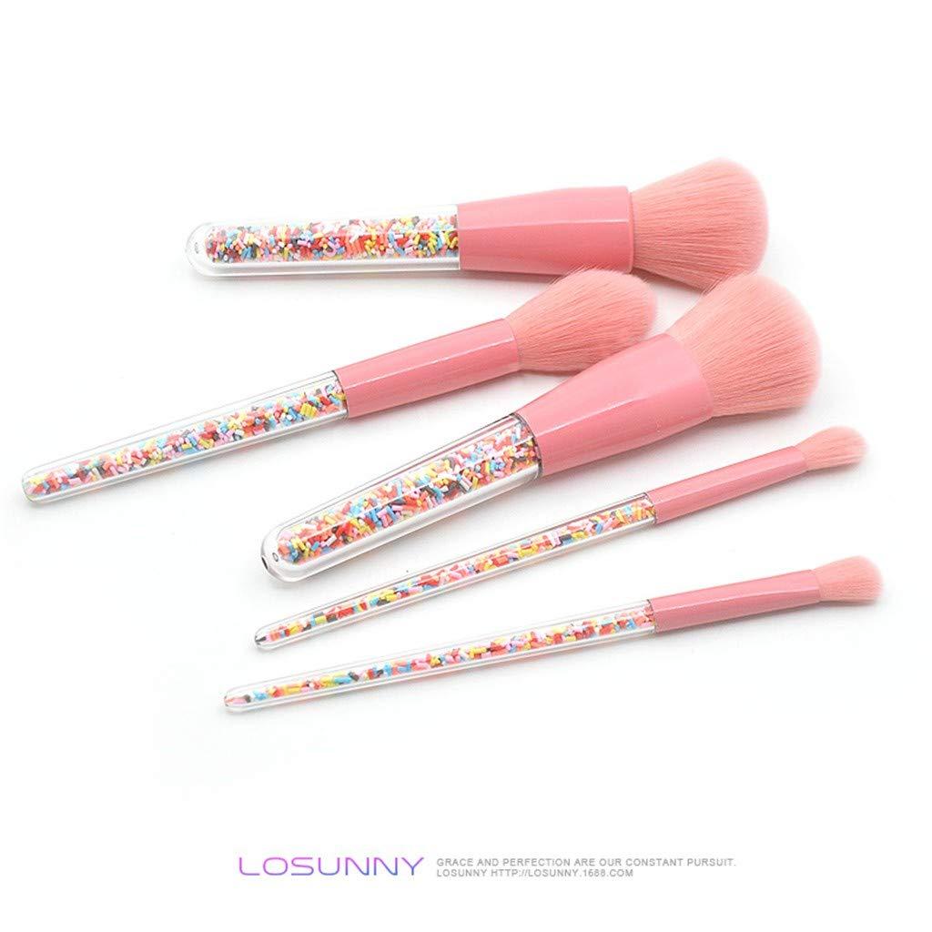Skipdr 5 Pcs makeup brushes makeup brush set candy makeup brushes colorful transparent brush handle granular plastic
