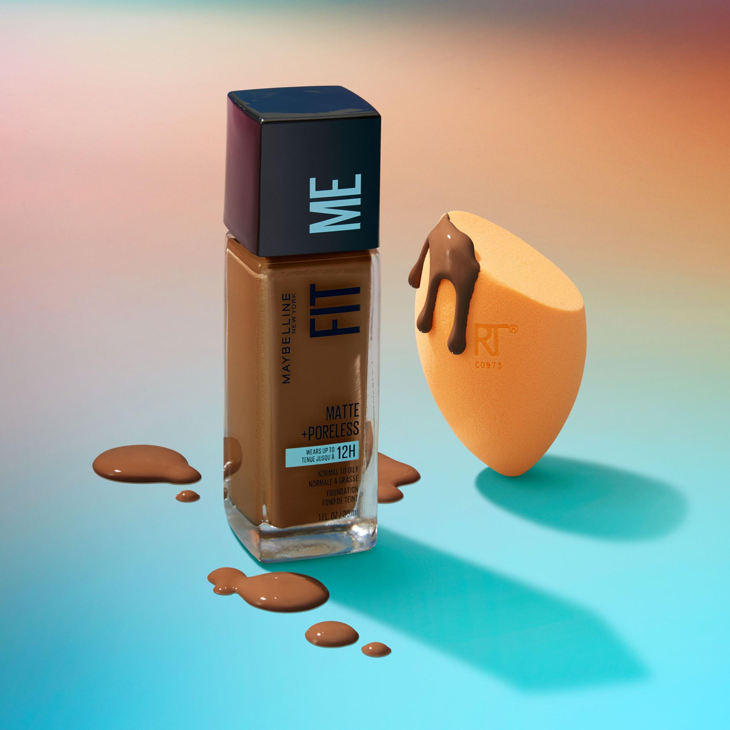 MAYBELLINE Maybelline Fit Me Matte + Poreless Liquid Foundation and Real Techniques Makeup Sponge Bundle, Includes 1 Foundation in Java and 2 Miracle Complexion Makeup Sponges