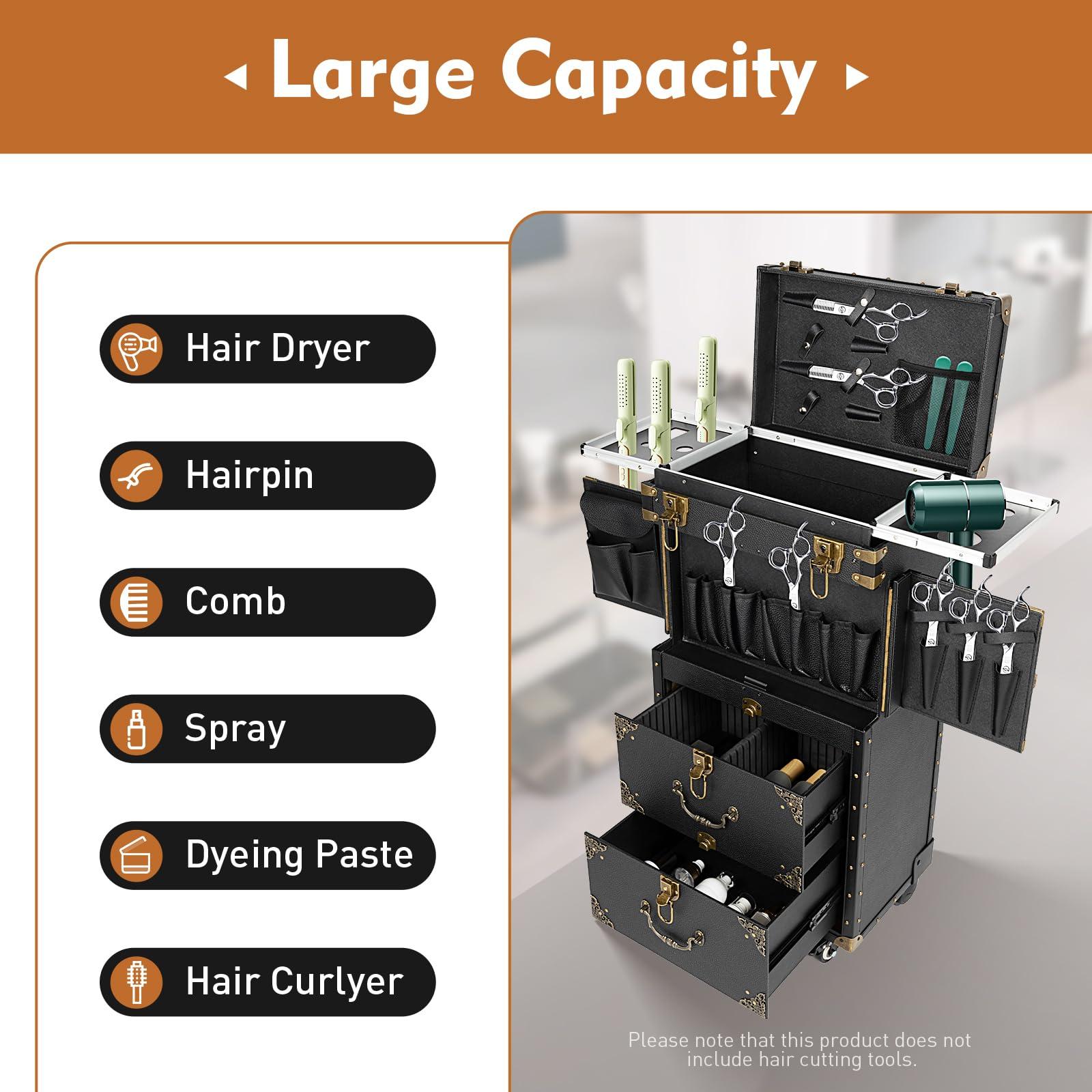 YIYIBYUS YIYIBYUS Rolling Makeup Case Trolley, Makeup Organizer Salon Trolley Rolling Cart Beauty Drawer Lockable Cabinet Cosmetic Organizer with 4 Wheels for Stylist Nail Technician Salon