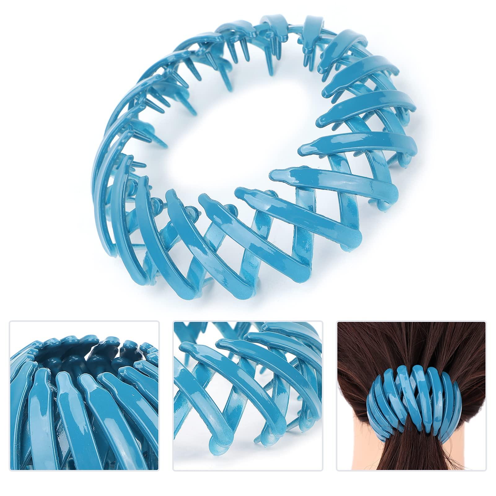 Pongnas Magic Hair Clip,Bird Shaped Hair Clips Expandable Bun Ponytail Holder Hair Claw Clamp Accessories (Blue)