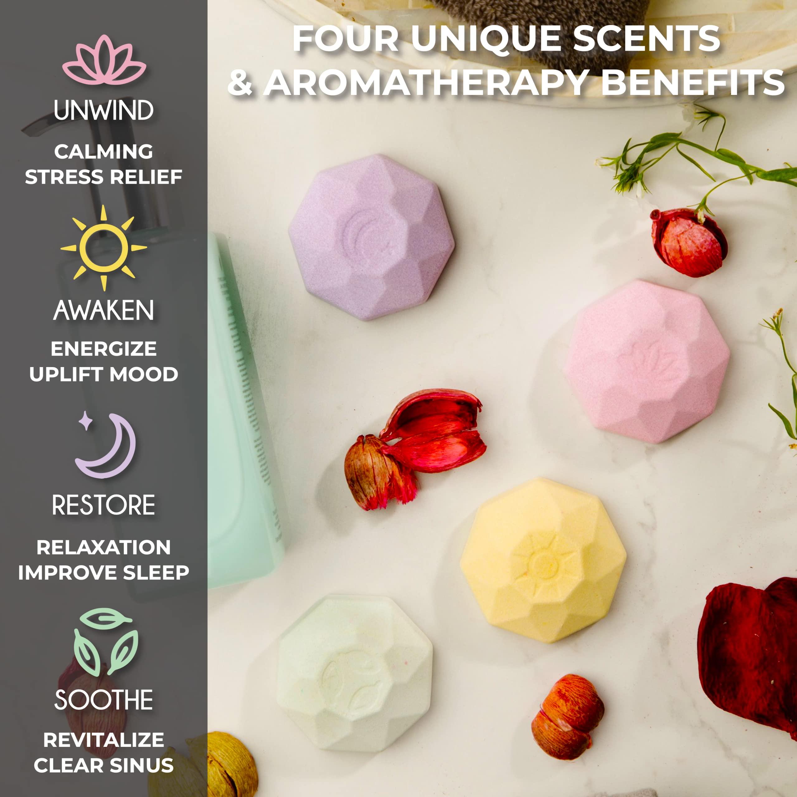 Natureva Natureva Organic Shower Steamers Aromatherapy - 8 XL Natural Shower Bombs, Essential Oil Shower Steamer Gift Set, Relaxation Gifts Women, Shower Melts Tabs, Stress Relief Scents, Unique Self Care Box