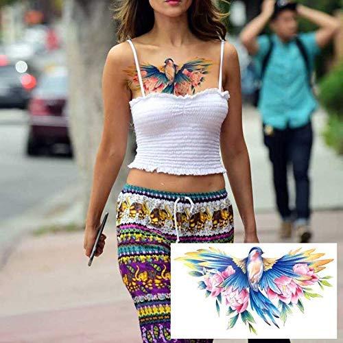LEOARS Large Chest Temporary Tattoo Sticker, Back Waist Temporary Tattoo Sticker, Fake Tattoos for Women Lady, 8-Sheet