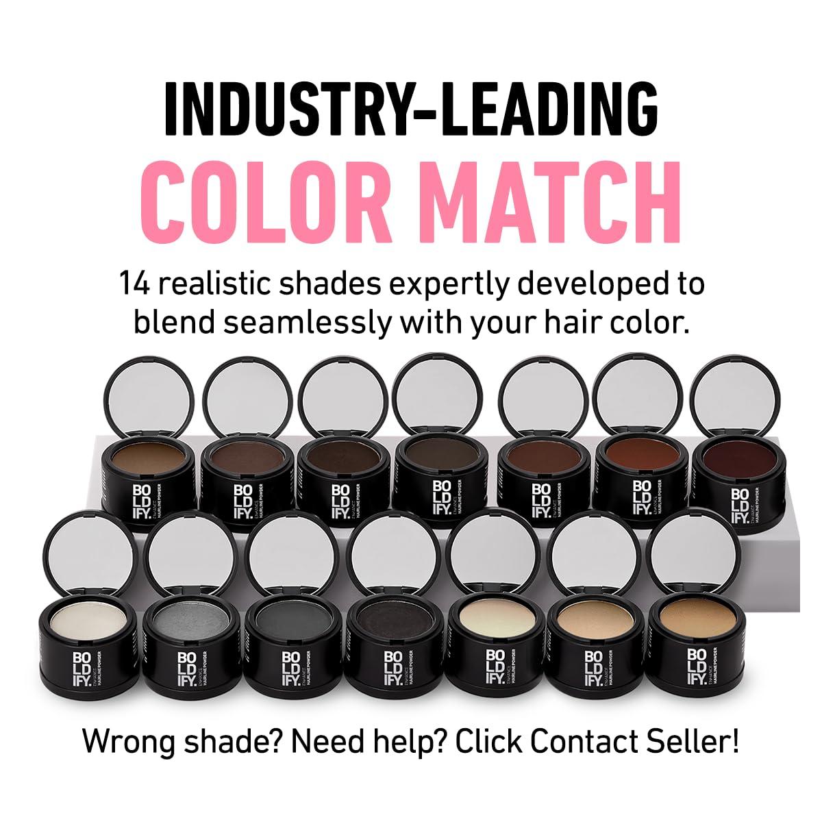 Boldify Hairline Powder (Dark Blonde) + Shampoo: Boldify Bundle: Root Touchup Hair Loss Powder and Natural Volumizing Shampoo for Fine Hair.