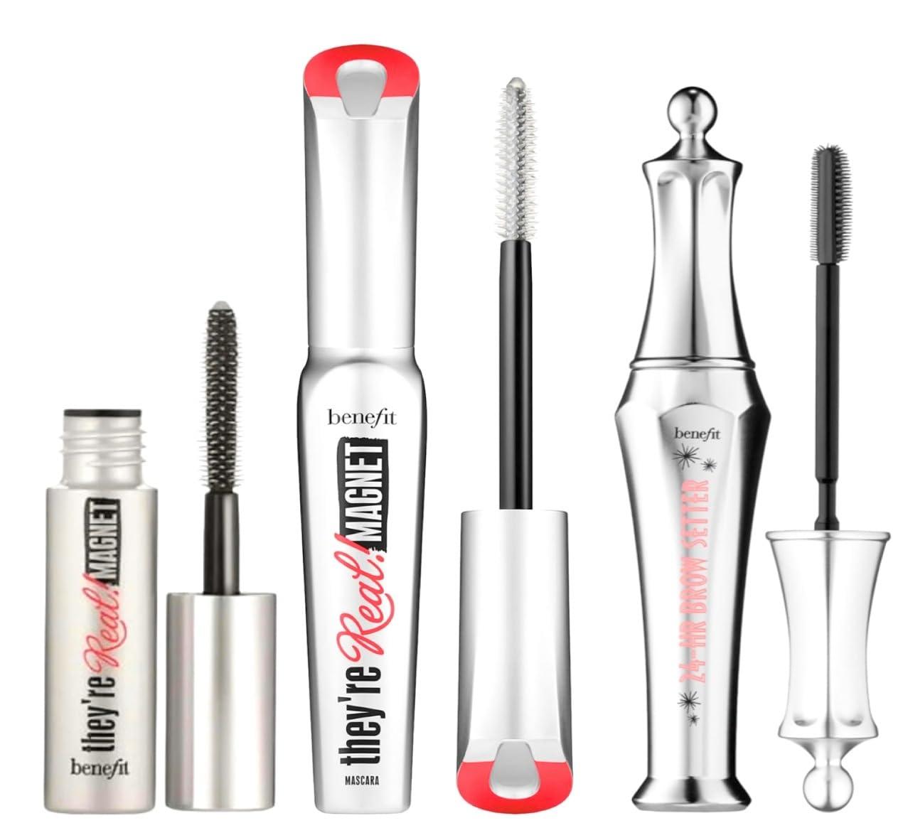 Benefit Benefit Ready, Set, Brow 24-Hr Brow Setter Clear Gel (Full Size) They\'re Real Magnet Mascara (Full and Travel Size)
