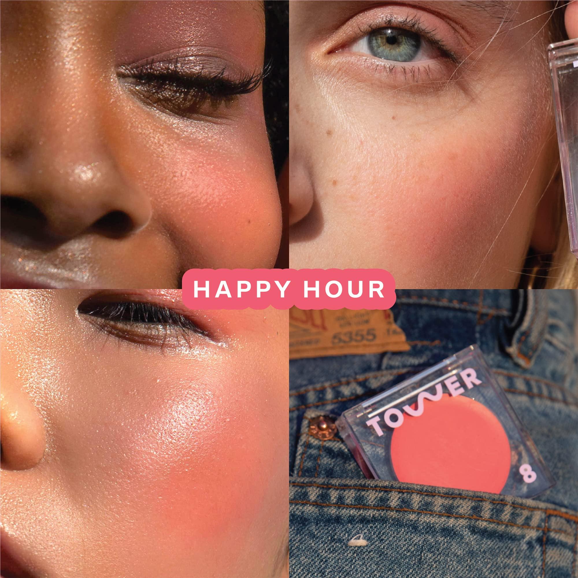 Tower 28 Tower 28 Beauty BeachPlease Cream Blush for Cheeks and Lips - Multi-Purpose Lip and Cheek Tint in Pink Blush - for Sensitive Skin Color HAPPY HOUR, Luminous Finish