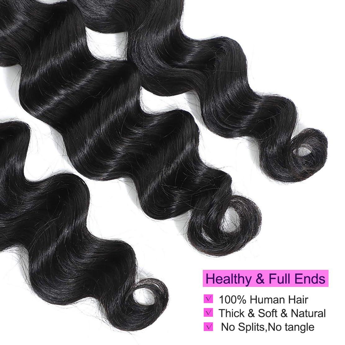 Vallbest Vallbest Bundles Human Hair Loose Deep Wave Bundles 24 26 28 30 inch Loose Deep Wave 4 Bundles Human Hair 10A Grade Unprocessed Brazilian Virgin Hair Bundles for Black Women