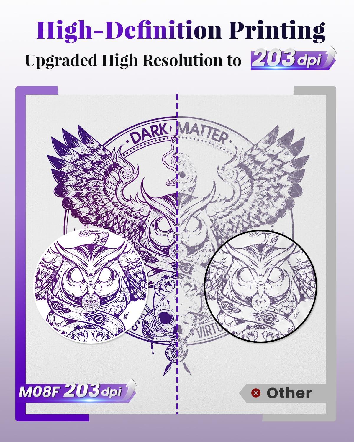 Phomemo Phomemo M08F Tattoo Stencil Printer Bluetooth, Wireless Tattoo Printer Machine, Portable Thermal Printer Tattoo, Compatible with Smartphone, Pad and PC, with 10pcs Transfer Paper (Black)