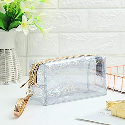 dealcase 3pcs Makeup Bags, Clear Cosmetic Bag for Women Travel, Portable Small Handy Waterproof PU Leather Travel Hanging Organizer Train Case Pencil Pen Multifunction Purse for Women Girls - B Set