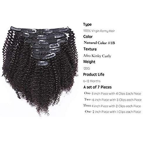 Loxxy Loxxy Afro Kinky Curly Clip In Hair Extensions Natural Black Hair Clip Ins Virgin 3C 4A Clip In Hair Extensions For African Black Women 8A Grade Kinkys Curly Human Hair Clip Ins 10 Inch