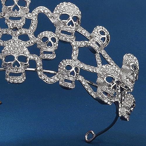 GMBYLBY GMBYLBY Hair Hoop Silver Rhinestones Cosplay Headwear Skull Headband Cosplay Supplies Headband Skull Hairband Photo Props Skull Headb