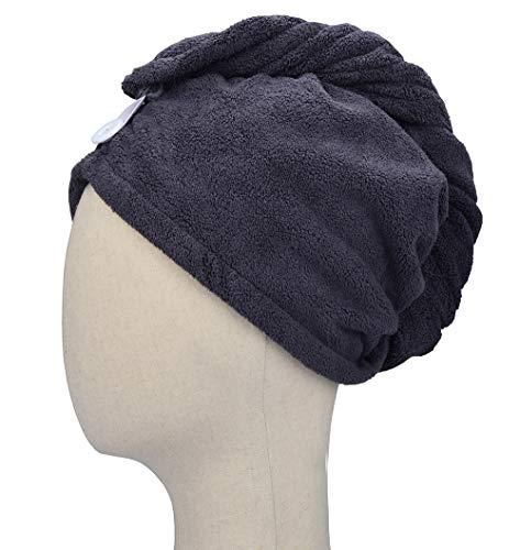 HOPESHINE HOPESHINE Microfiber Hair Drying Towel Turban Twist for Long Hair Magic Instant Dry Hair Towel Wrap Fast Drying Absorbent Cap Great Gift for Women and Girls 2-Pack Dark Grey + Light Grey