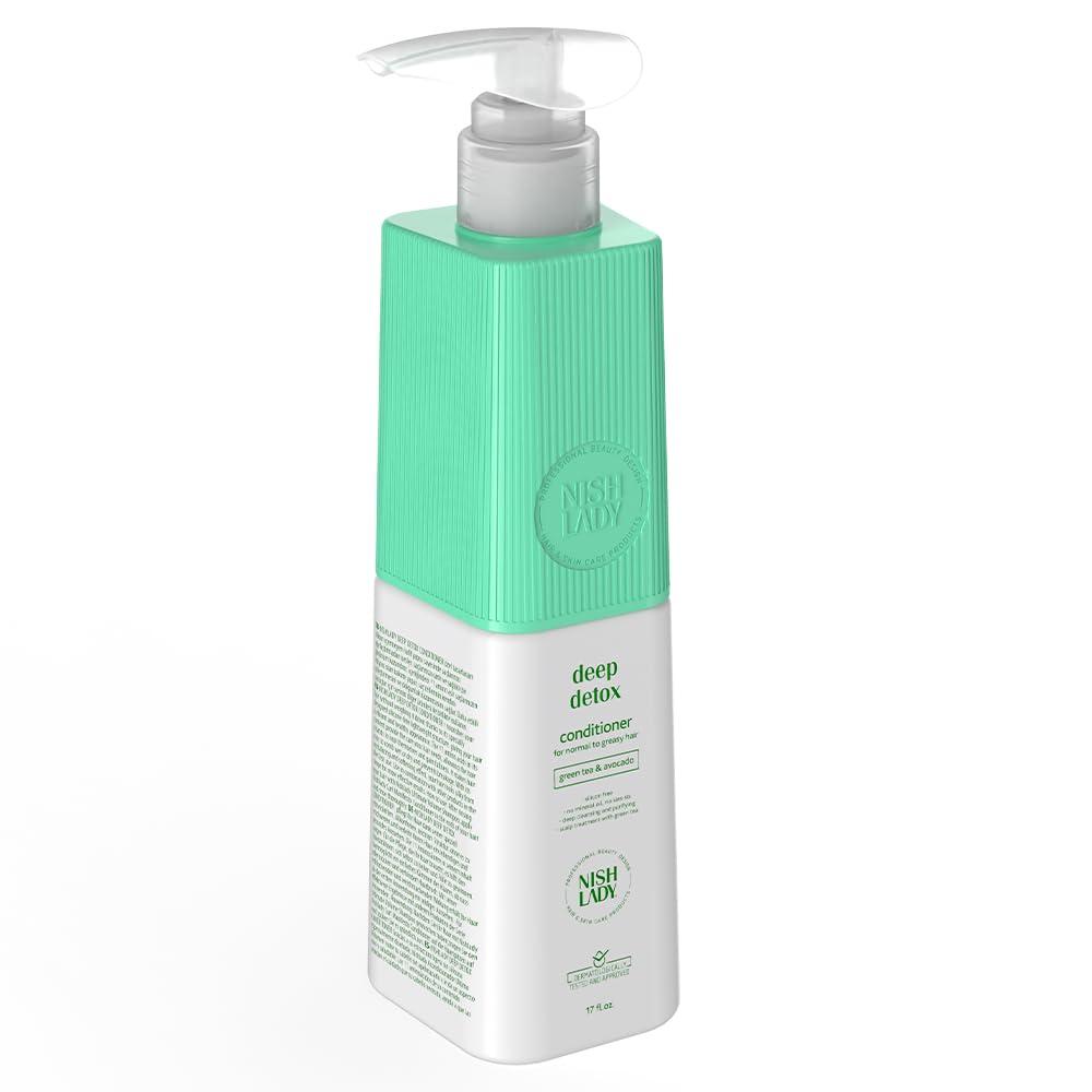 Nishlady Nishlady Deep Detox Clarifying Shampoo for Normal to Greasy Hair, 503 ml | Green Tea & Avocada Extracts (Conditioner)