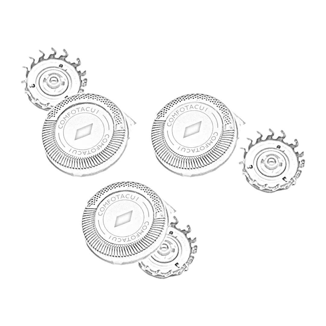 JRSHOME JRSHOME JRSMART 3Pcs Shaver Replacement Heads Compatible for Phi&lips Norel&co HQ6 Quadra Action Shavers 7886XL, 7885XL, 7867XL, 7866XL, 7865XL, 7864XL Models
