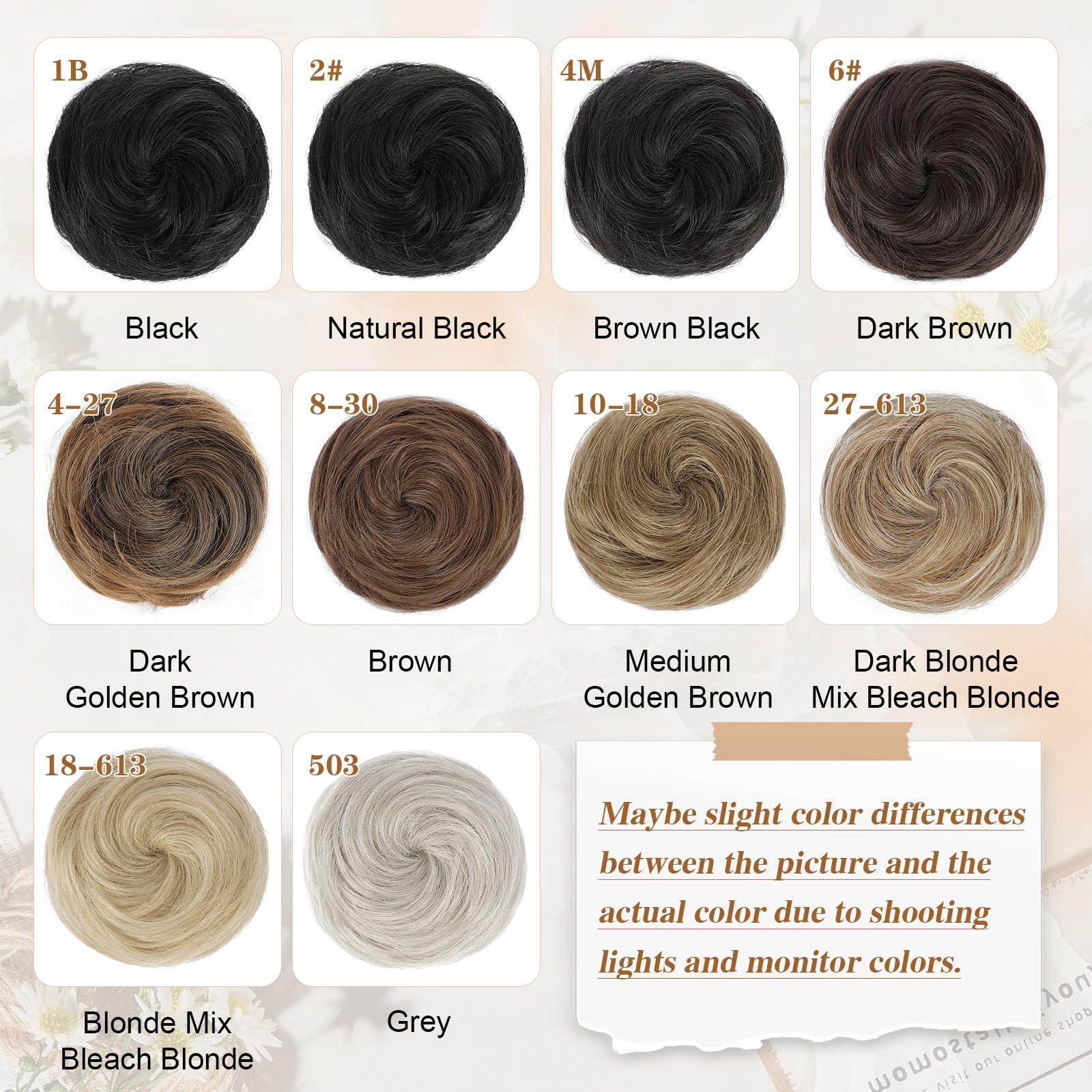 HANYUDIE HANYUDIE Space Buns Hair Pieces 2PCS Claw Clip in Hair Bun Mini Bun Hair Scrunchies Extension for Women Girls 18/613