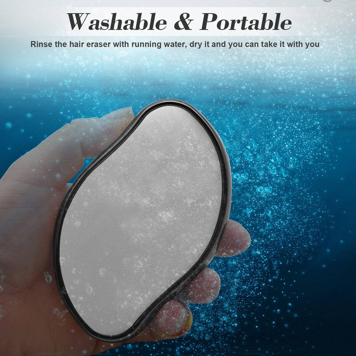 Jecurity Crystal Hair Eraser for Women and Men, Reusable Crystal Hair Remover Safe Painless Exfoliation Magic Crystal Hair Removal, Arms Legs Back Glass Hair Remover Device,Washable, Black