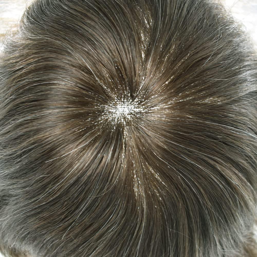 Hair Wonders Hair Wonders Toupee For Men Real Human Hair Soft Swiss Lace Mens Toupee Hair Piece Replacement System For Men Hair System Protesis Capilar Para Hombre7x9 100% light to Medium density 4# MEDIUM BROWN