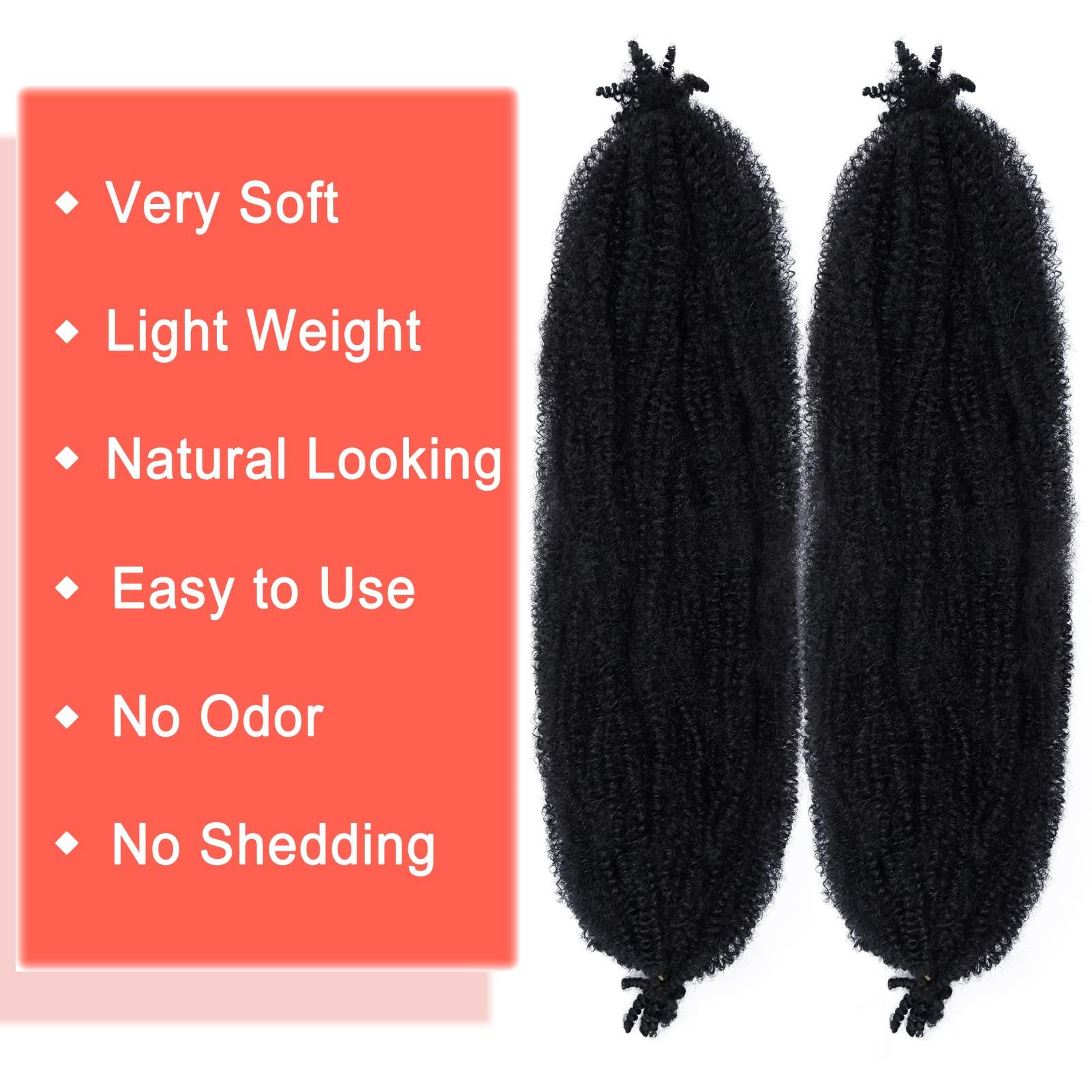 GOWIT Afro Twist Hair 24 Inch 7 Packs Cuban Twist Hair Pre Separated Marley Twist Braiding Hair for Faux Locs Synthetic Springy Afro Kinky Twist Hair Pre Fluffed Spring Twsit Hair Extensions(24\",1B)