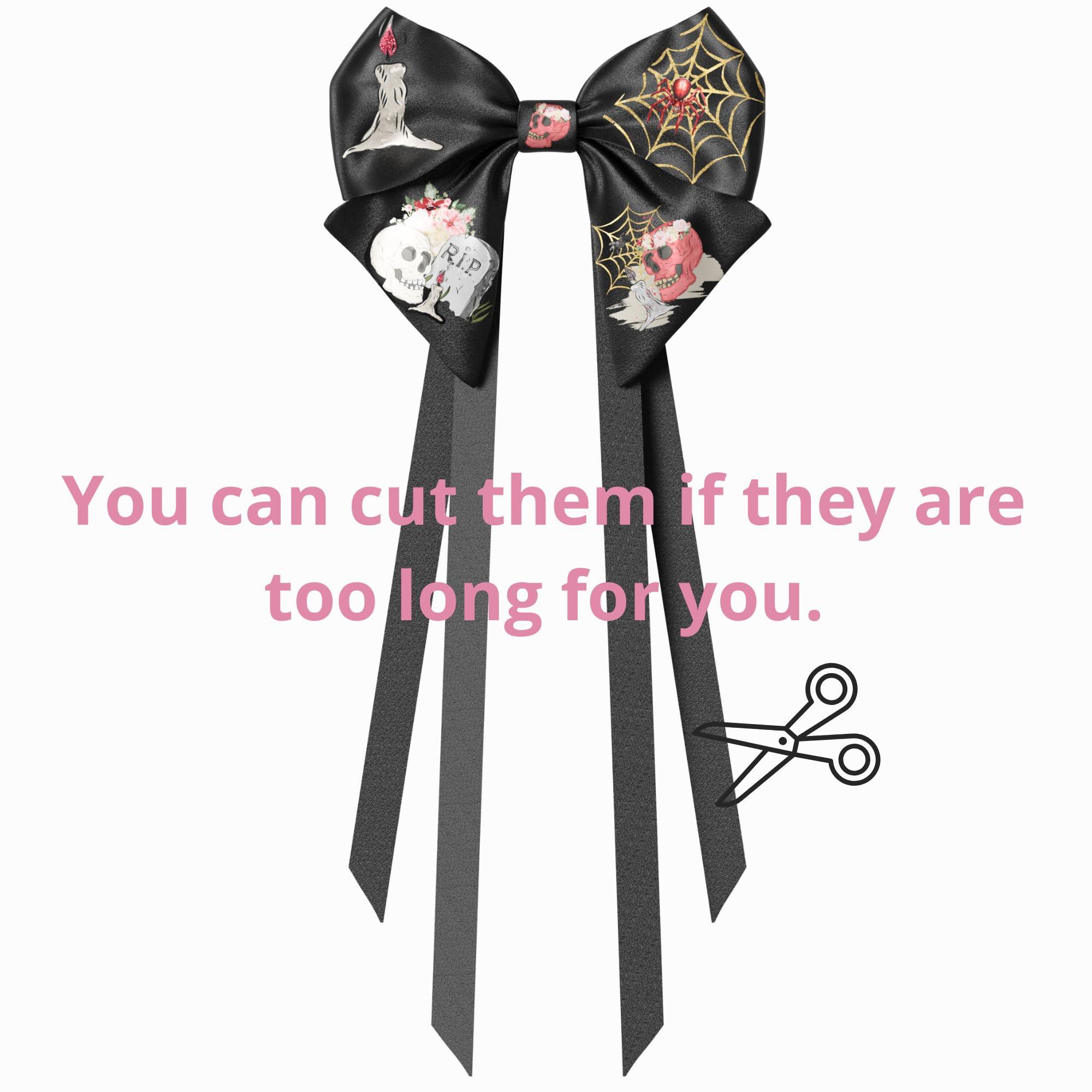 VIADALINNO Black Hair Bow Clip Ribbons Gothic Emo Alt for Teens Woman Girl Halloween