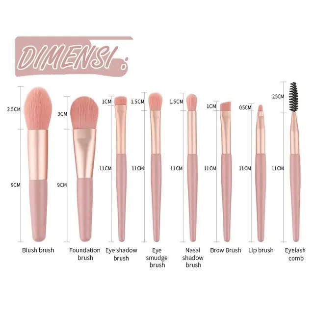 Generic Deluxe Portable Makeup Brush Set with Stylish Case 9 pcs Brushes Collection for Flawless Makeup Foundation, Eyeshadow & Lip Brush Perfect for Travel & On-the-Go Beauty. Ideal for Gift. (Grey Blue)