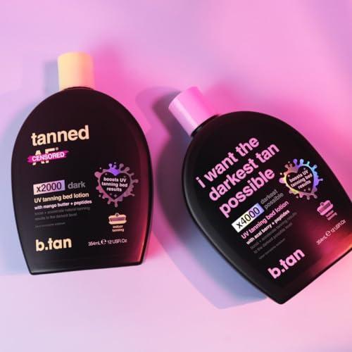 B.TAN b.tan UV Tanning Bed Lotion | Darkest Tanning Lotion - Indoor Outdoor Tan Bronzer Accelerator, Best Browning Lotion, 12 Fl Oz