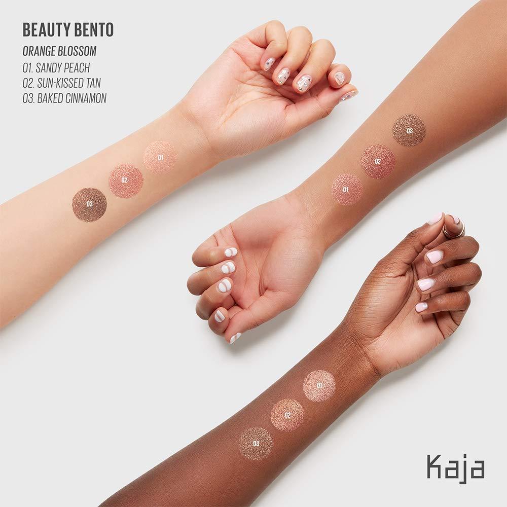 Kaja Kaja Lip & Blush Glazed Keychain Stain - Jelly Charm 01 Cherry Spritz + Beauty Bento Collection - Bouncy Eyeshadow Trio 02 Orange Blossom, 0.03 Oz Bundle