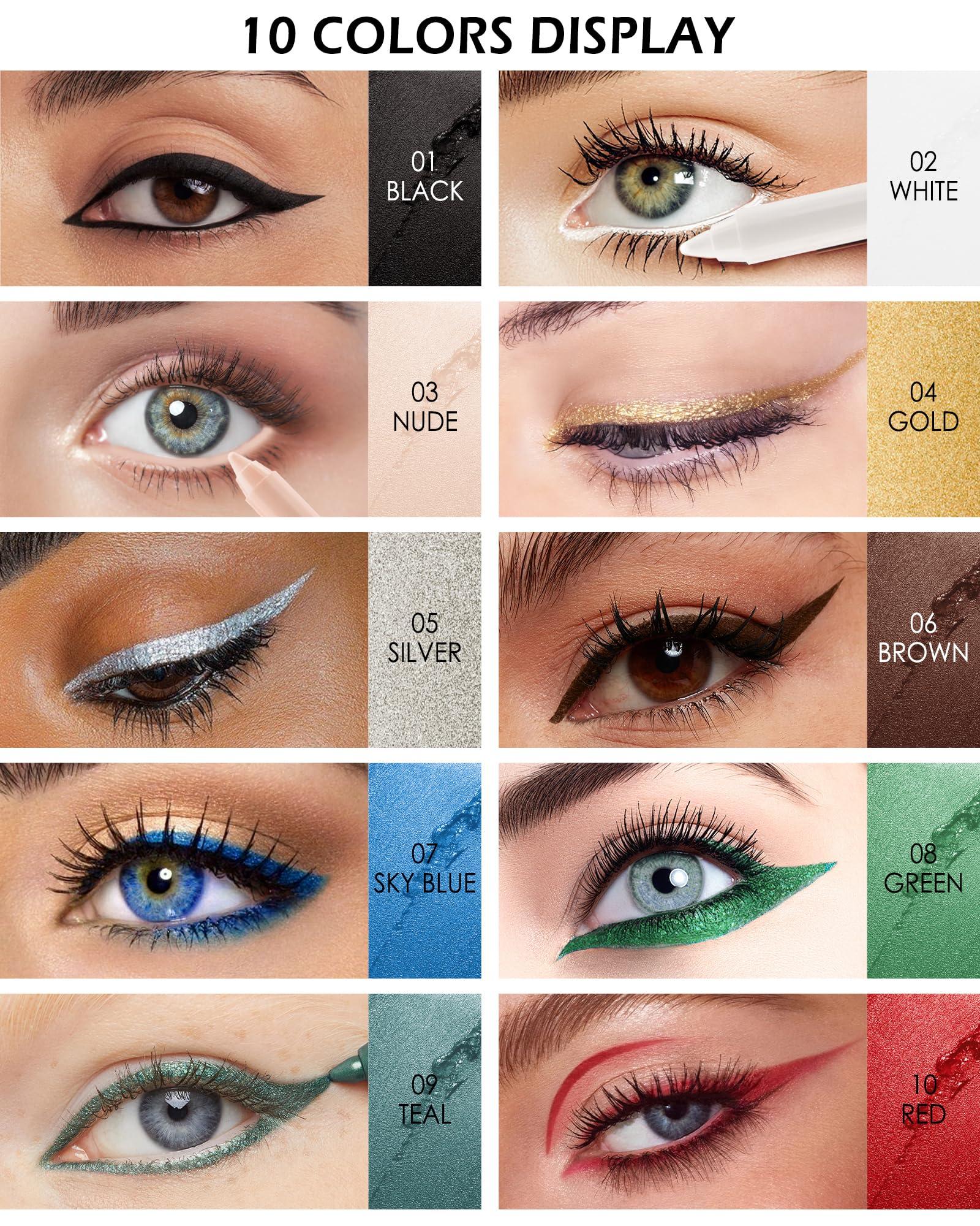 Lestpola Teal Eyeliner Pencil Gel, Multi-Use Cream Eyeliner Waterline Waterproof Smudge-Proof Long Lasting, Eye Liner Brightener Pencil with Sharpener, High Pigmented Cruelty Free Colored Delineador De Ojos-09