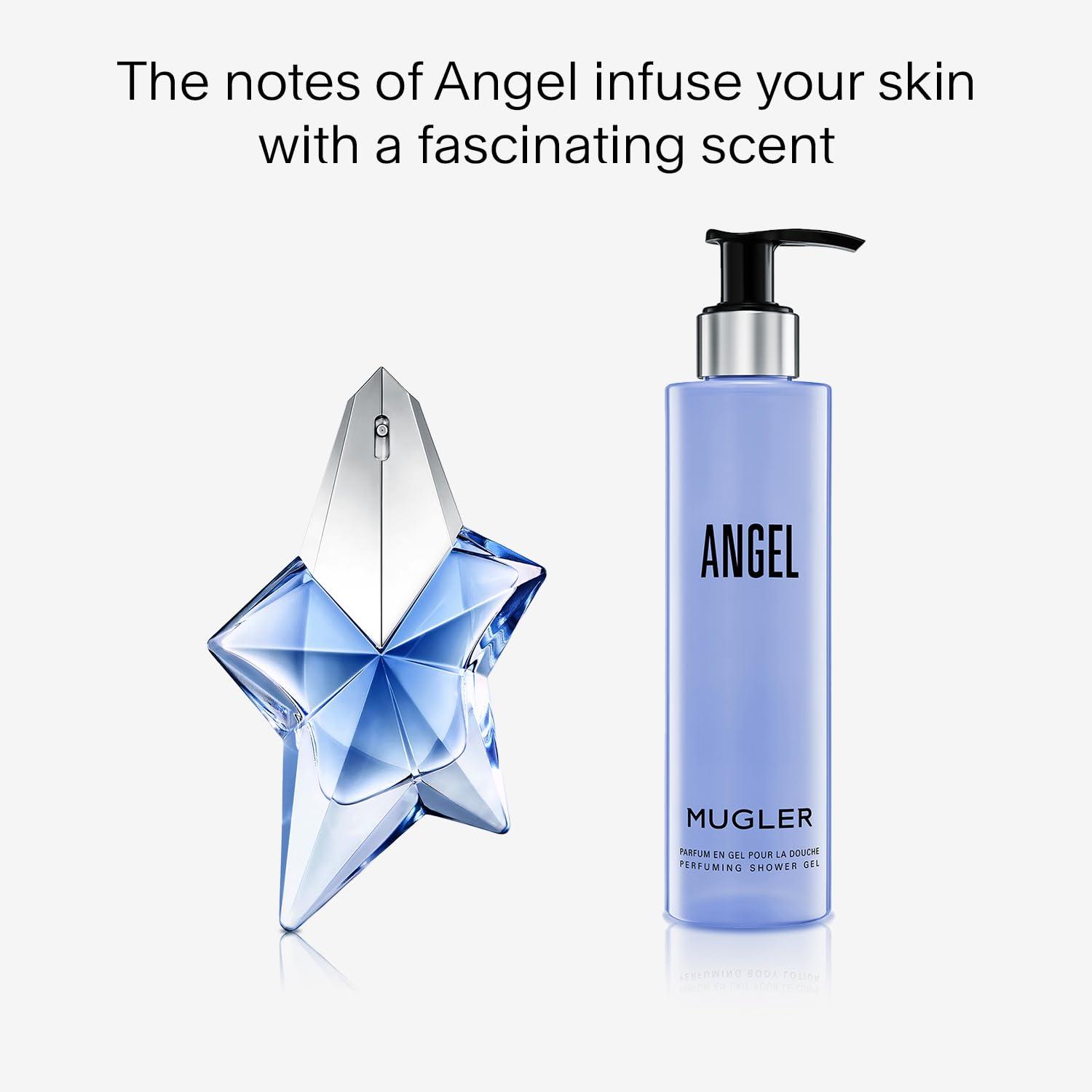 Mugler Mugler Angel - Shower Gel - Floral & Woody Womens Scented Body Wash - With Peony, Praline, and Wood Accord- 6.7 Fl Oz