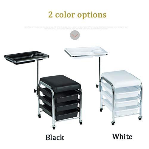 JJPSQ HORV Mobile Salon Hairdresser Barber Beauty Storage Trolley Manicure Nail Hair Tool Cart Chair Pedicure Stool Table (Black,White)
