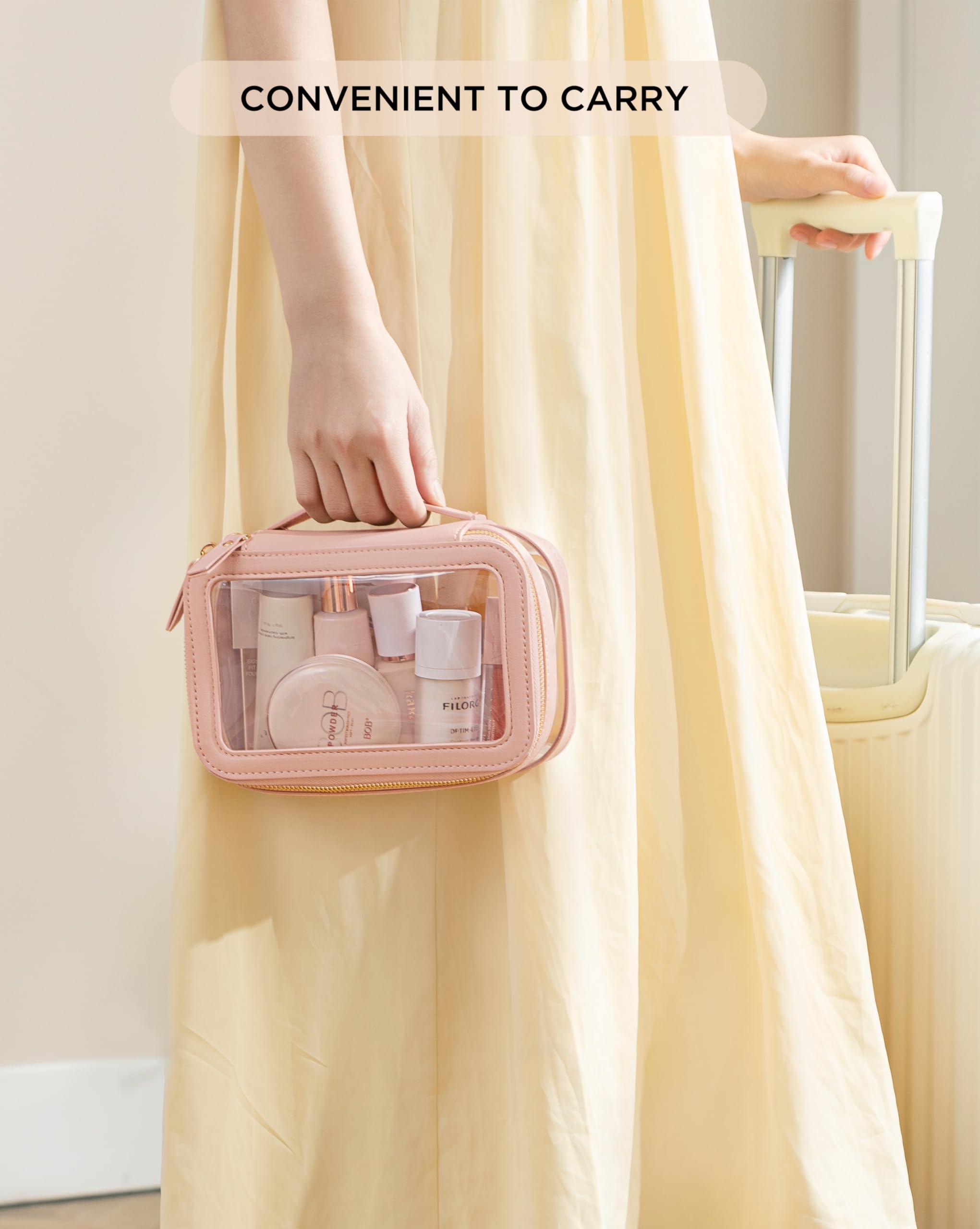 Vorey Vorey Large Clear Makeup Bag for Women, Portable Travel Makeup Bag Organizer Waterproof Toiletry Bag Cute Makeup Bags Cosmetic Bag Makeup Pouch, Pink