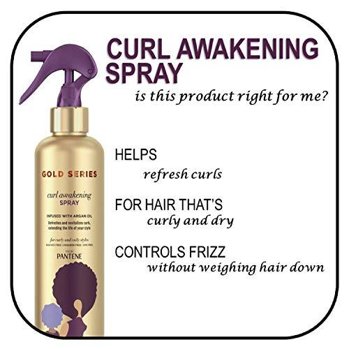 Pantene Pantene Gold Series Curl Awakening Spray, for Curly and Coily Hair, Infused with Argan Oil, 8.4 Fl Oz