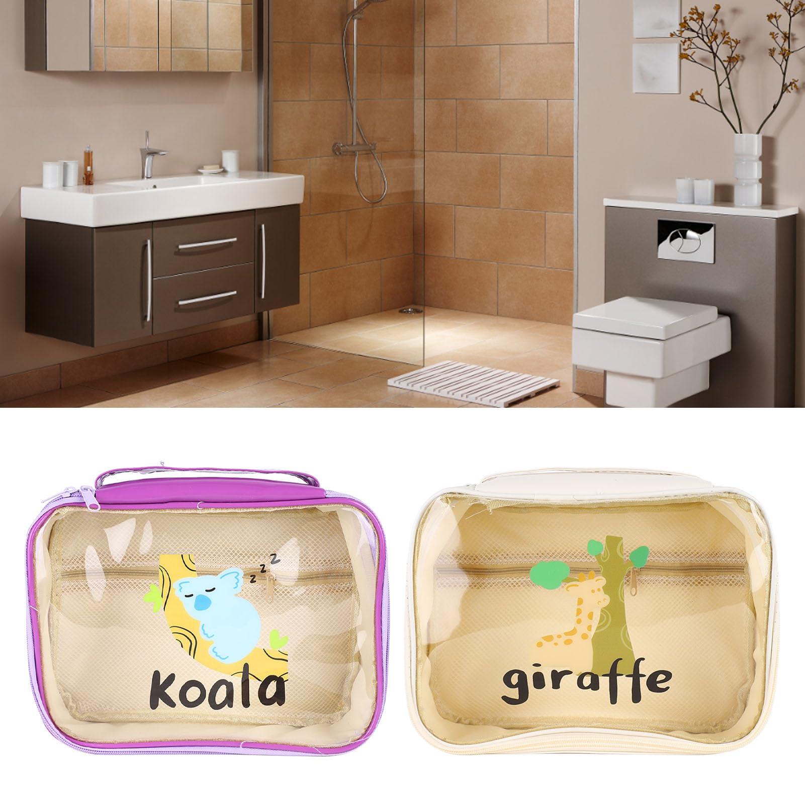 Sempoda Sempoda Clear Makeup Bags,Lightweight Large Capacity Cute Clear Toiletry Bags,Large Makeup Bags for Women Cosmetic Toiletry Makeup Organizer Bag with Detachable Brush Holder(Beige)