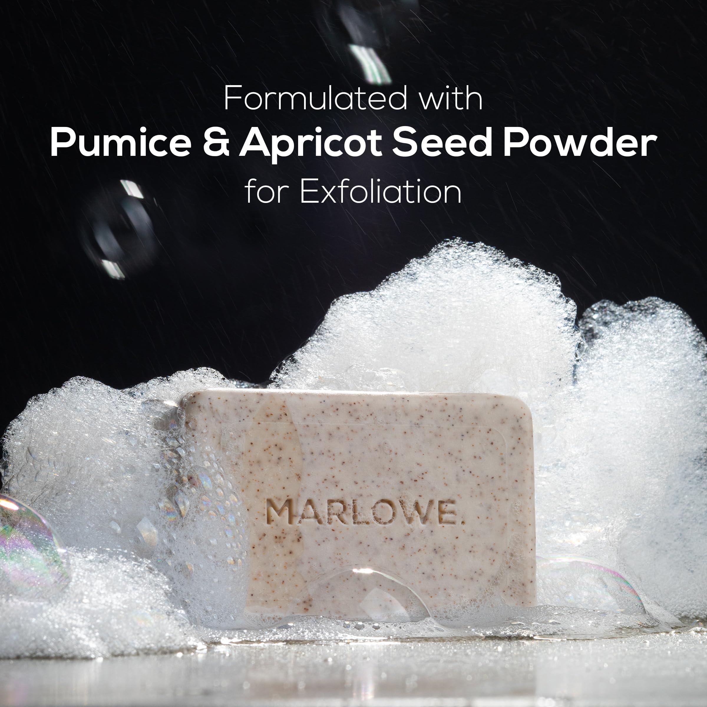 MARLOWE. M BLEND MARLOWE. No. 102 Men\'s Body Scrub Soap 7 oz (3 Bars) Warm Santal Scent, Best Exfoliating Bar for Men, Made with Natural Ingredients, Apricot Seed Powder, Shea Butter, Olive Oil, Green Tea Extracts