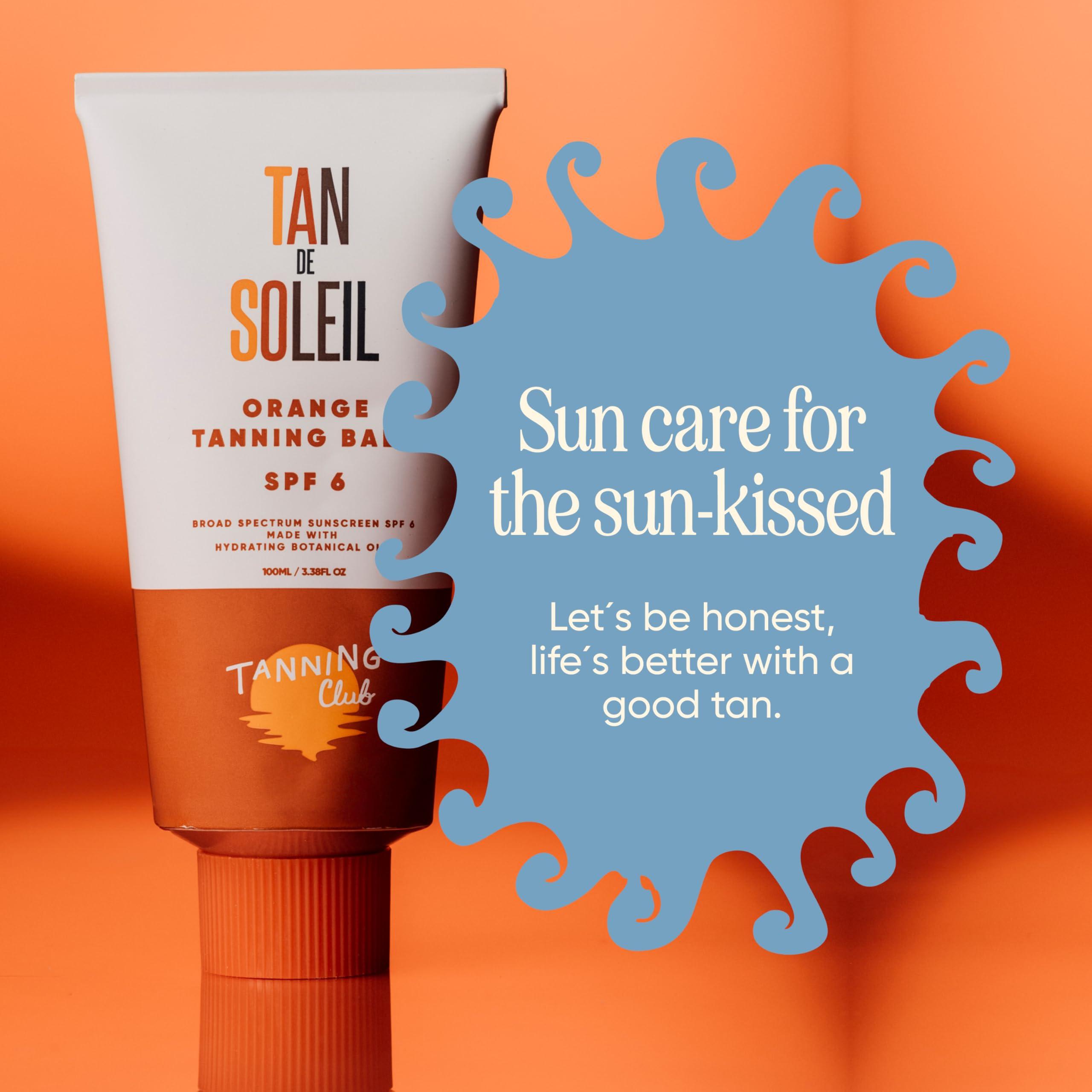 Tanning Club Tanning Club - Tan De Soleil Orange Sun Tanning Lotion - Tanning Gel with SPF 6 Sunscreen for Sun Exposure - Gentle Botanical Tanning Sunscreen for Sun-Kissed Glow - 100 ml