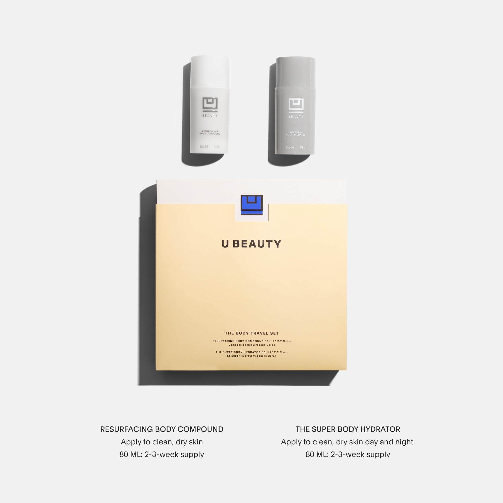 U Beauty U Beauty Resurfacing Body Compound - Anti-Aging Aha Body Serum and The Super Body Hydrator - Hyaluronic Acid Cream Body Travel Set
