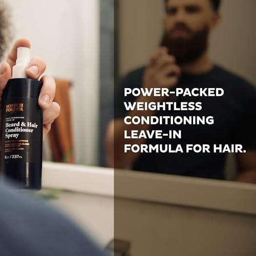 Scotch Porter Scotch Porter Leave-in Conditioner Spray for Men | Daily Hydration Leave-In Beard & Hair Conditioner Spray | Non-Toxic Ingredients, Free of Parabens, Sulfates & Silicones |8oz 2 Pack