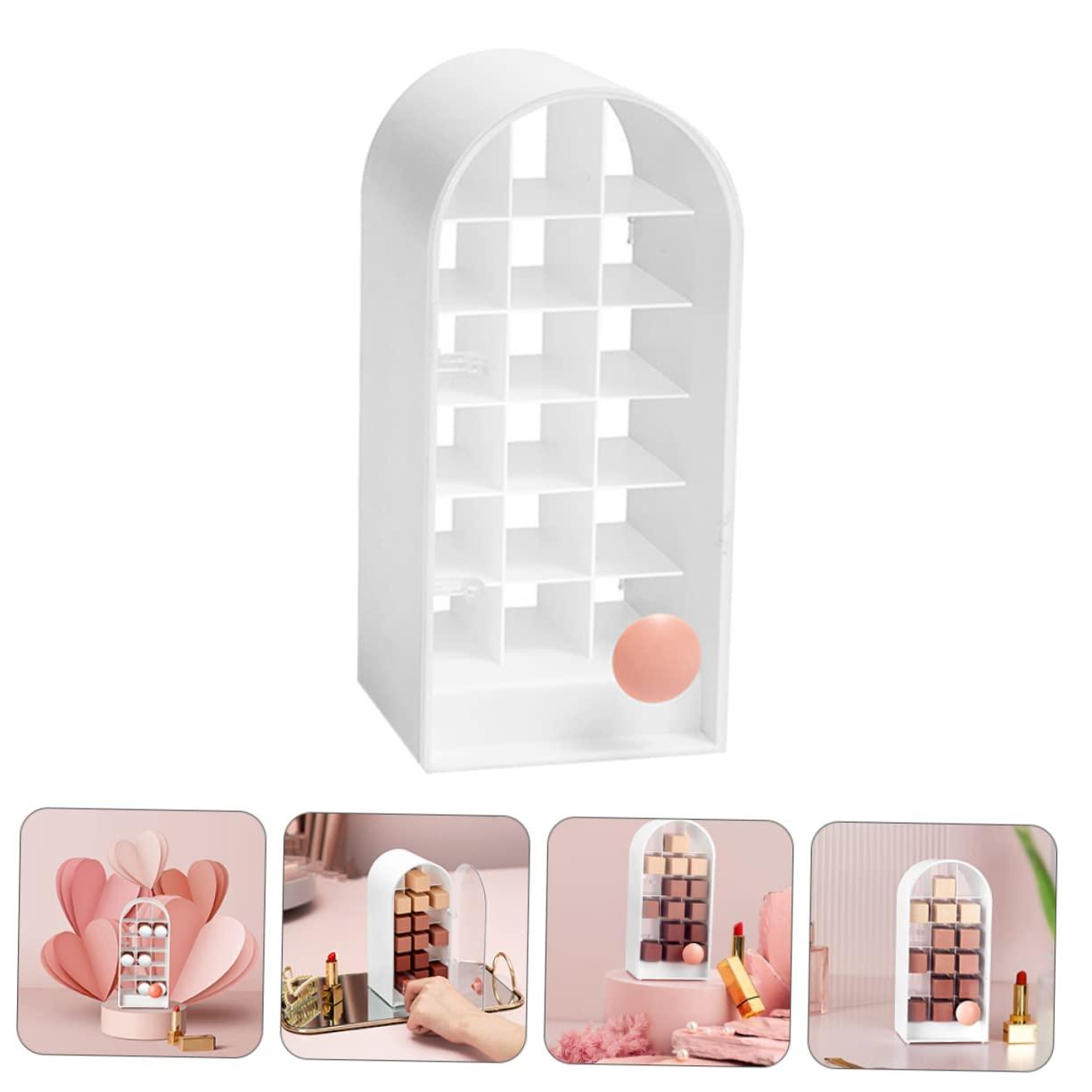 Baluue Baluue 1pc Lipstick Storage Box Lip Gloss Stand Desktop Cosmetic Makeup Display Rack Cosmetic Display Cases Clear Cosmetic Makeup Organizer Lipstick Holders and Organizers White Abs
